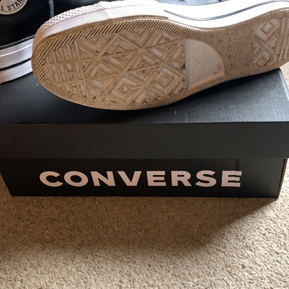 Black & White Leather High Top Converse Sneakers - Picture 3 of 3